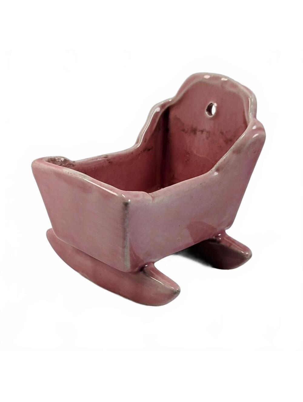 Unmarked Haegar Pottery Planter Pink Baby Cradle